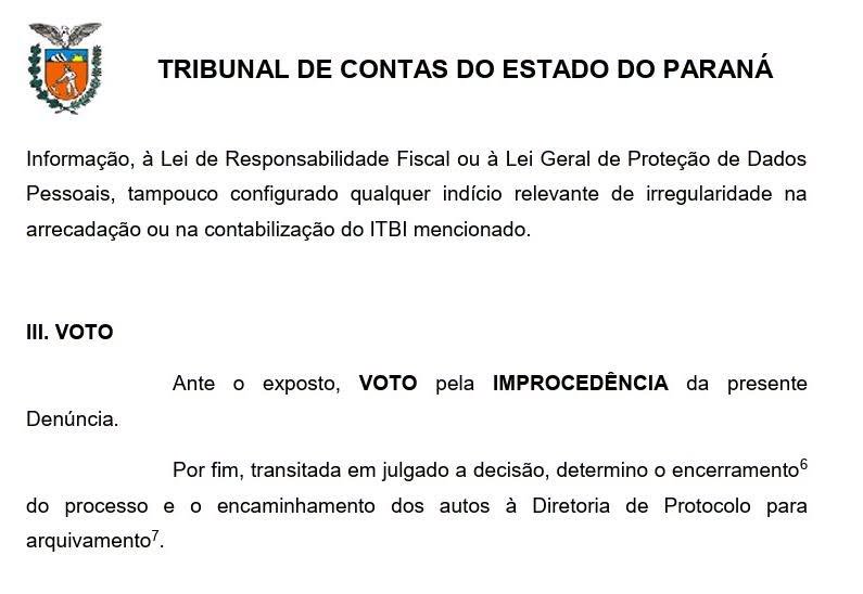 TCE-PR concluiu que não houve irregularidade no caso do ITBI da Fazenda Chapadão